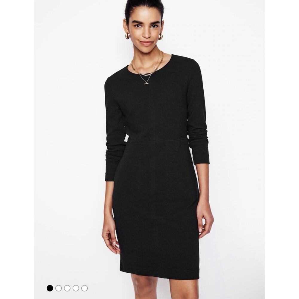 Boden Cornelia Ottoman Dress Black Size US8R Midi Ribbed Stretch Minimalist New